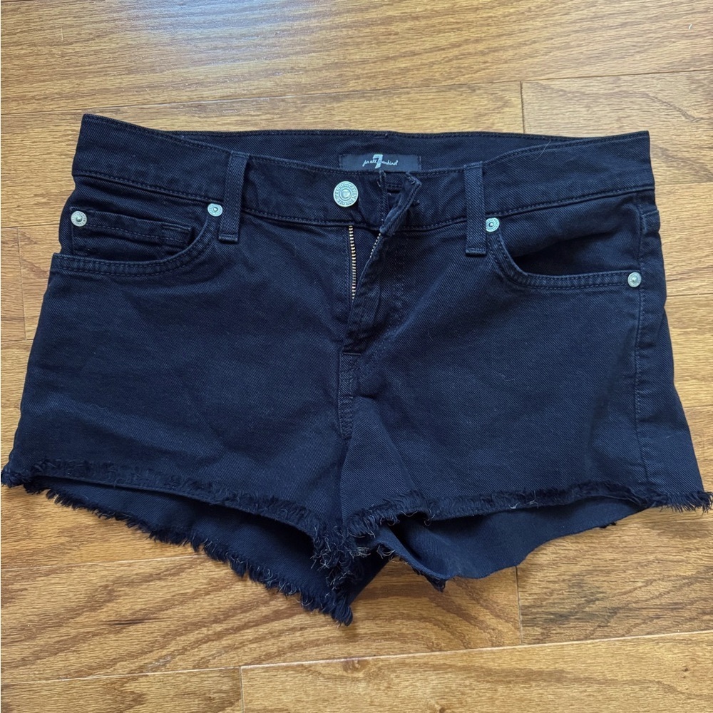 Low rise Black Denim Shorts